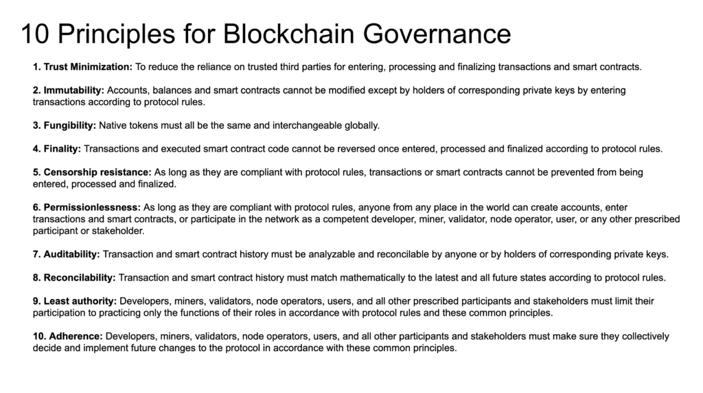 10 principles for blockchain governance