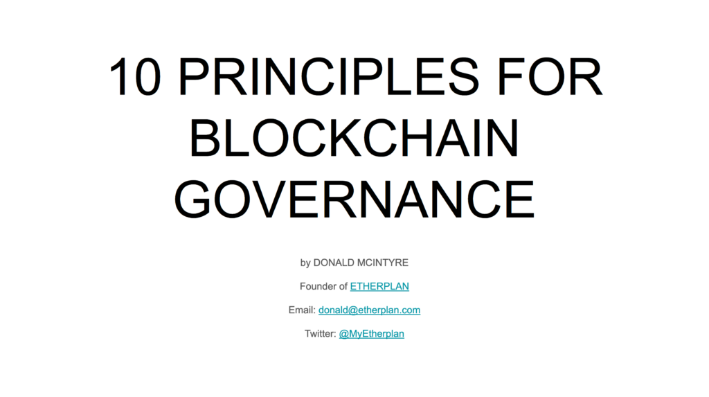 10 principles for blockchain governance