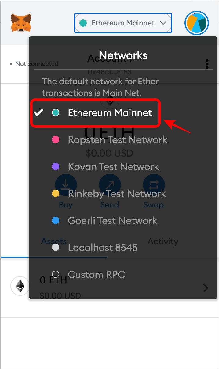 metamask cant connect to main ethereum network